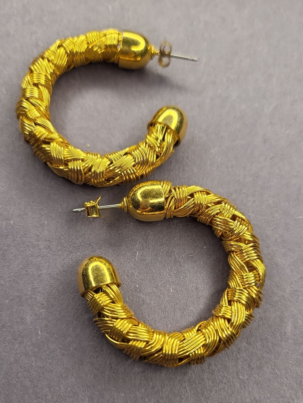 Gold Braided Hoop Earrings - Women Jewelry